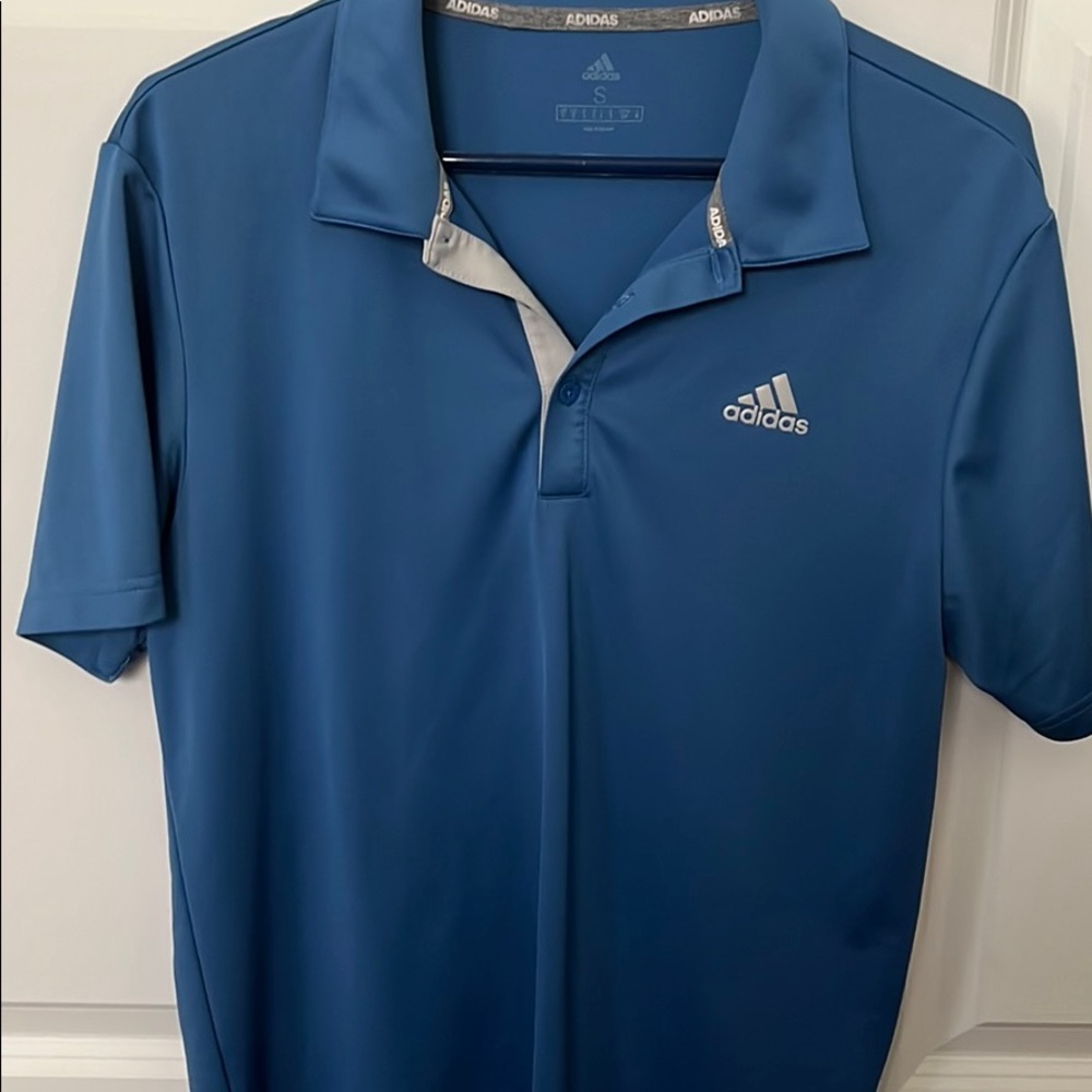Mens blue Adidas Polo